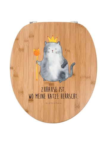 Mr. & Mrs. Panda WC-Deckel Holz Katze König mit Spruch in Braun