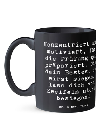 Mr. & Mrs. Panda Tasse Prüfungen bestehen mit Spruch in Schwarz