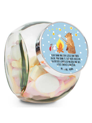 Mr. & Mrs. Panda Kaffeedose Bär & Marienkäfer Lagerfeuer mit Spruch in Blau Pastell