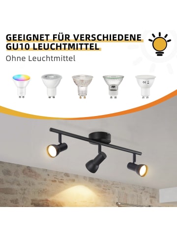 ZMH Deckenleuchte in Schwarz 3-flammige GU10 Modern Metall Flurlampe