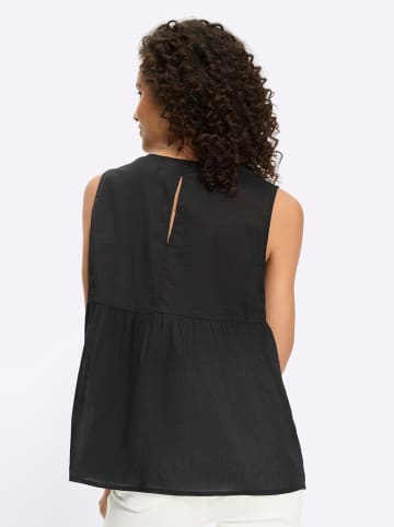 Heine Ärmellose Bluse in schwarz-beige-bedruckt