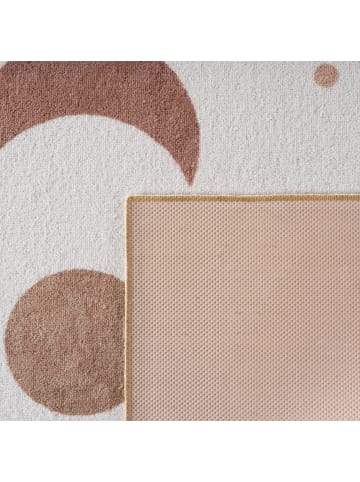 KADIMA DESIGN Flachgewebeteppich Art-Déco Bögen Retro Waschbar in Creme