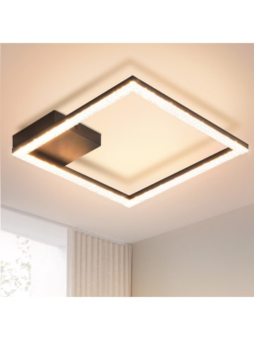 ZMH Deckenleuchte LED in Schwarz 12W 1-flammige eckig Kristall 3000K Warmweiß