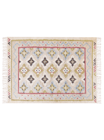 Beliani Geflochtener Teppich TERKOS in Bunt/Beige/Grün - (W) 160 x (H) 0.6 x (L) 230 cm