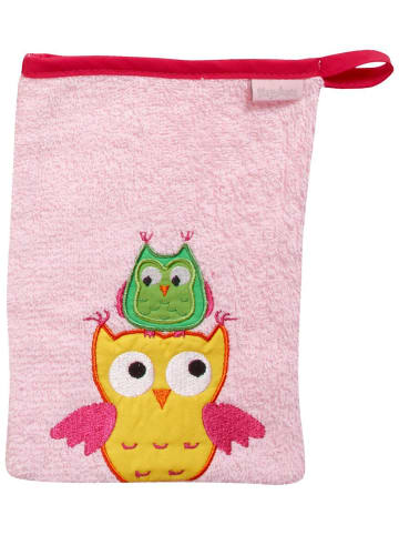 Playshoes Waschlappen "Frottee-Waschhandschuh Eule" in Rosa