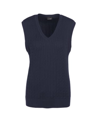 GOLDNER Pullunder Pullunder mit zeitlosem Zopfmuster in dunkelmarine