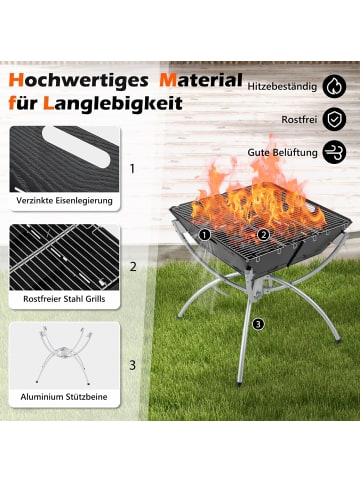 COSTWAY Campinggrill 3-in-1 in Schwarz