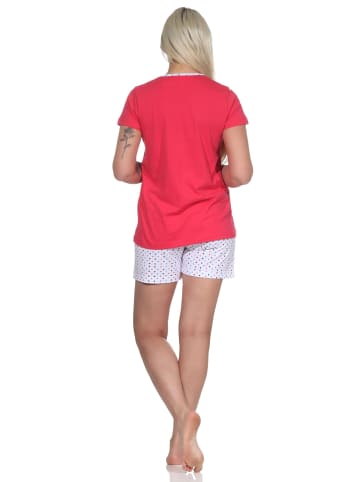 NORMANN kurzarm Shorty Schlafanzug Pünktchen - 74748 in rot