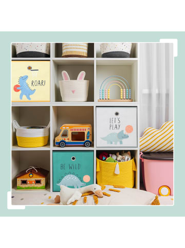 relaxdays 3 x Kinder Aufbewahrungsboxen "Dino" in Bunt - (B)30 x (H)30 x (T)30 cm