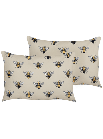 Beliani 2er-Set Gartenkissen CANNETO in Beige/Schwarz/Gelb