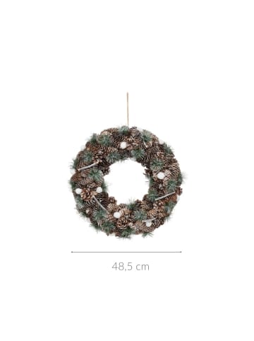 Weihnachtskranz mit Kiefernzapfen in Grün, 48,5 cm