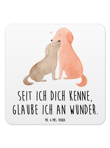 Mr. & Mrs. Panda Untersetzer für Gläser Hunde Liebe mit Spruch in Weiß