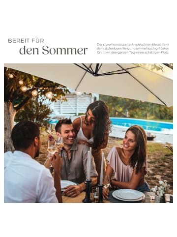 tectake Sonnenschirm mit Winddach, Inkl. Schutzhülle | Ø 350 cm