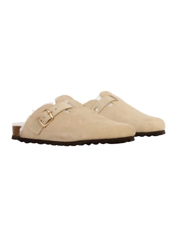 Divine Factory Leder-Pantoletten „Joana“ Beige