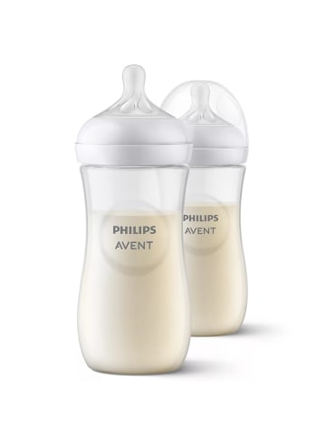 Philips Avent PP-Flasche 2er Pack Natural Response 330ml + Silikon-Sauger in weiss