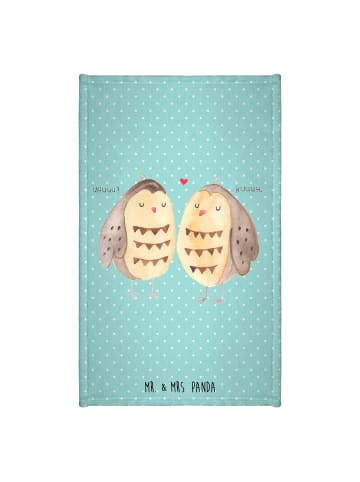 Mr. & Mrs. Panda Gästehandtücher Eulen Liebe ohne Spruch in Türkis Pastell