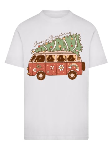 F4NT4STIC T-Shirt Groovy Weihnachten Camper Van in weiß