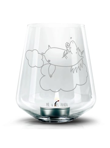 Mr. & Mrs. Panda Graviertes Windlicht Einhorn Verliebt ohne Spruch in Transparent
