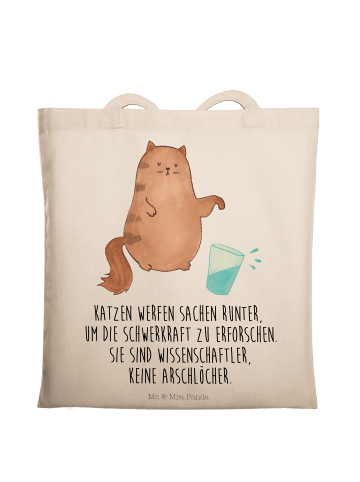 Mr. & Mrs. Panda Tasche Katze Wasserglas mit Spruch in Creme