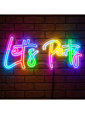 MARELIDA LED NEON Schild Lets Party Leuchtschriftzug für Bar USB Fernb. L: 41cm