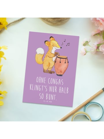 Mr. & Mrs. Panda Postkarte Bunte Congas mit Spruch in Lavendeltraum