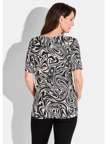 GOLDNER Kurzgröße:  Shirt in schwarz / cremeweiß / gemustert