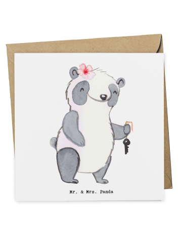 Mr. & Mrs. Panda Deluxe Karte Vermieterin Herz ohne Spruch in Weiß