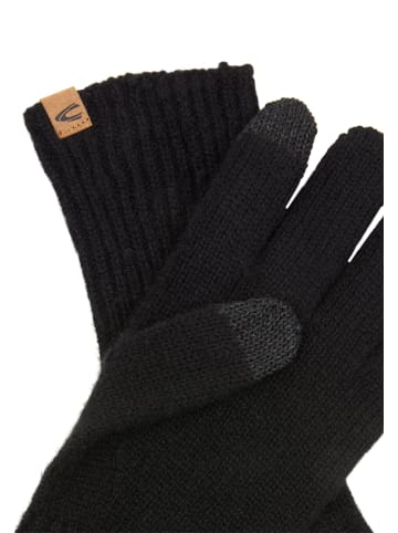 Camel Active Kaschmirhandschuhe mit Rippenstruktur in Schwarz