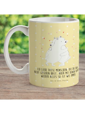 Mr. & Mrs. Panda Plastikbecher Eisbär Umarmen mit Spruch in Gelb Pastell