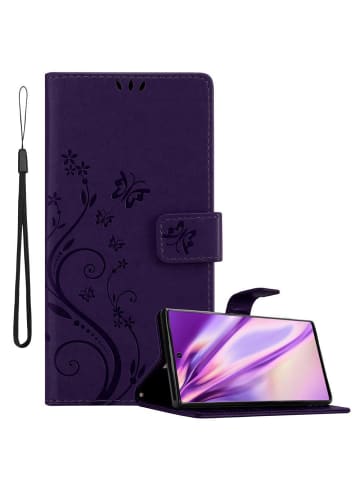 cadorabo Hülle für Samsung Galaxy NOTE 10 PLUS Blumen Design in FLORAL DUNKEL LILA