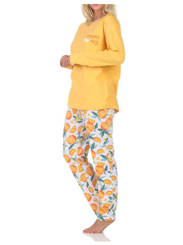 NORMANN Schlafanzug langarm Pyjama 125 201 90 552 in orange