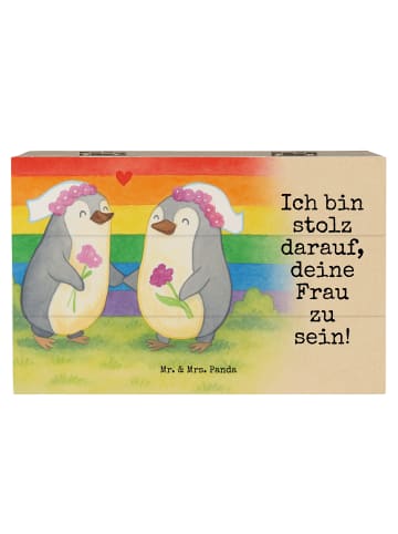 Mr. & Mrs. Panda Box Pinguine Lesbian Pride Design mit Spruch in Weiß