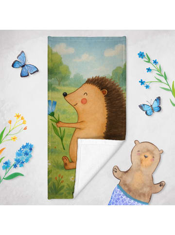 Mr. & Mrs. Panda Sporthandtuch Igel Blumen Design ohne Spruch in Gelb Pastell