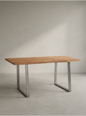 KADIMA DESIGN Schreibtisch Massivholz Chromgestell, XL Format Handgefertigt