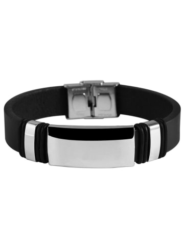 Adeliás Unisex Armband aus Leder 21 cm in schwarz