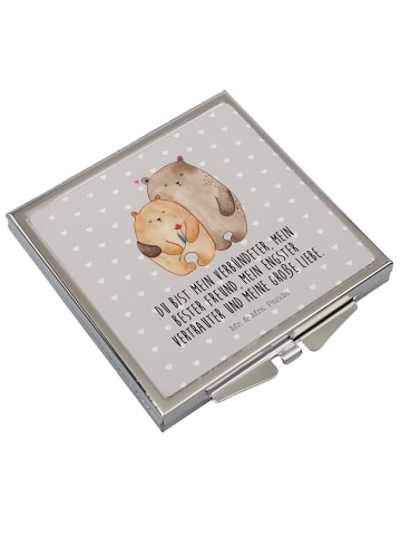 Mr. & Mrs. Panda Reise Schminkspiegel Bären Liebe mit Spruch in Grau Pastell