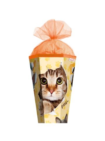 ROTH Schultüte groß Katzenparty 85 cm in Orange