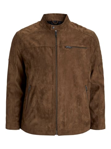 JACK & JONES PLUS Bikerjacke in Lederoptik in Cognac