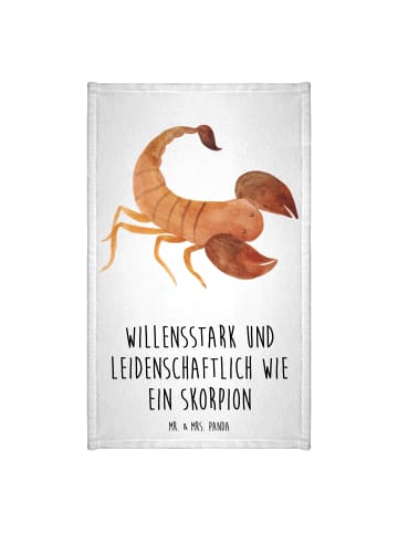 Mr. & Mrs. Panda Gästehandtuch Sternzeichen Skorpion mit Spruch in Weiß