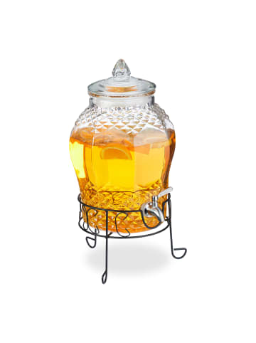 relaxdays Getränkespender in Transparent - 8 L