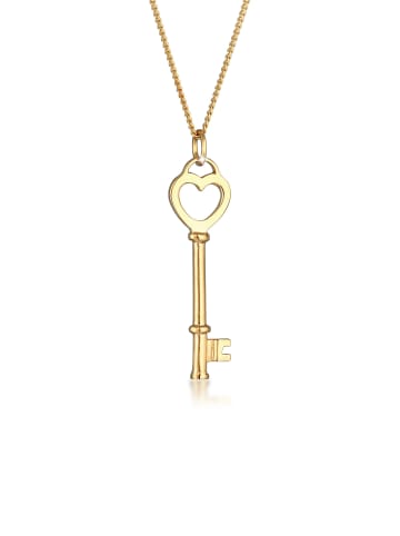 Elli Halskette 925 Sterling Silber Herz, Schlüssel in Gold