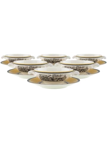 Villeroy & Boch 6er Set Suppentassen mit Untertassen Audun Ferme in Bunt 400 ml in bunt