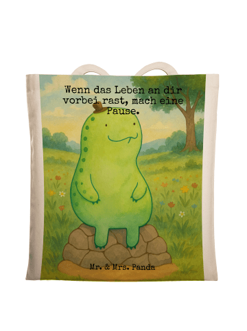 Mr. & Mrs. Panda Schultertasche Schildkröte Pause Design mit Spruch in Weiß