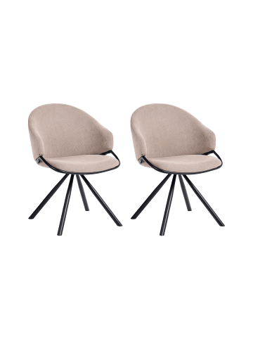 Beliani 2er-Set Esszimmerstuhl MYSTIC in Beige/Schwarz