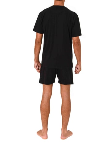 NORMANN Schlafanzug kurzarm Shorty Frontprint in anthrazit