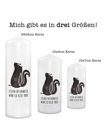 Mr. & Mrs. Panda Kerze Stinktier Sitzen mit Spruch in Weiß