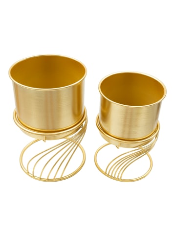 Mauro Ferretti Goldene Metall-Pflanztöpfe, 2er-Set, Ø 23x35-20x30 cm
