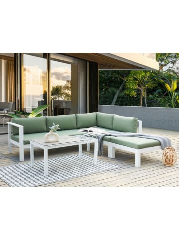 Beliani 3-tlg Sitzgruppe MESSINA in Grün/Weiß/Grau