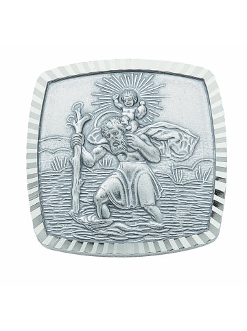 Adeliás Damen Alpacca Autoplakette Christophorus in silber
