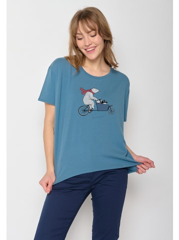 GreenBomb T-Shirt Bike Cargo Bear in Stahlblau